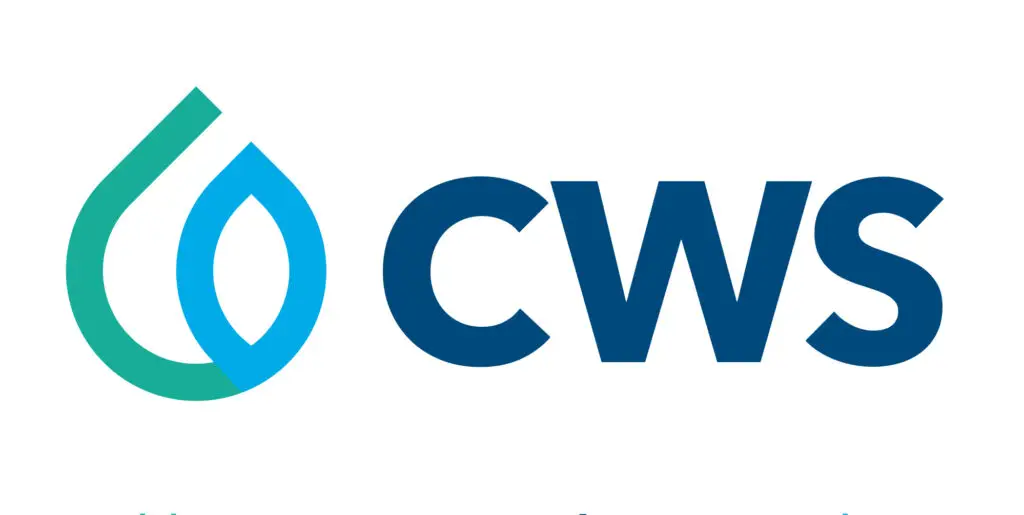 CWS logo in blue and green with a drop of water and the letters CWS