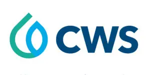 CWS logo in blue and green with a drop of water and the letters CWS