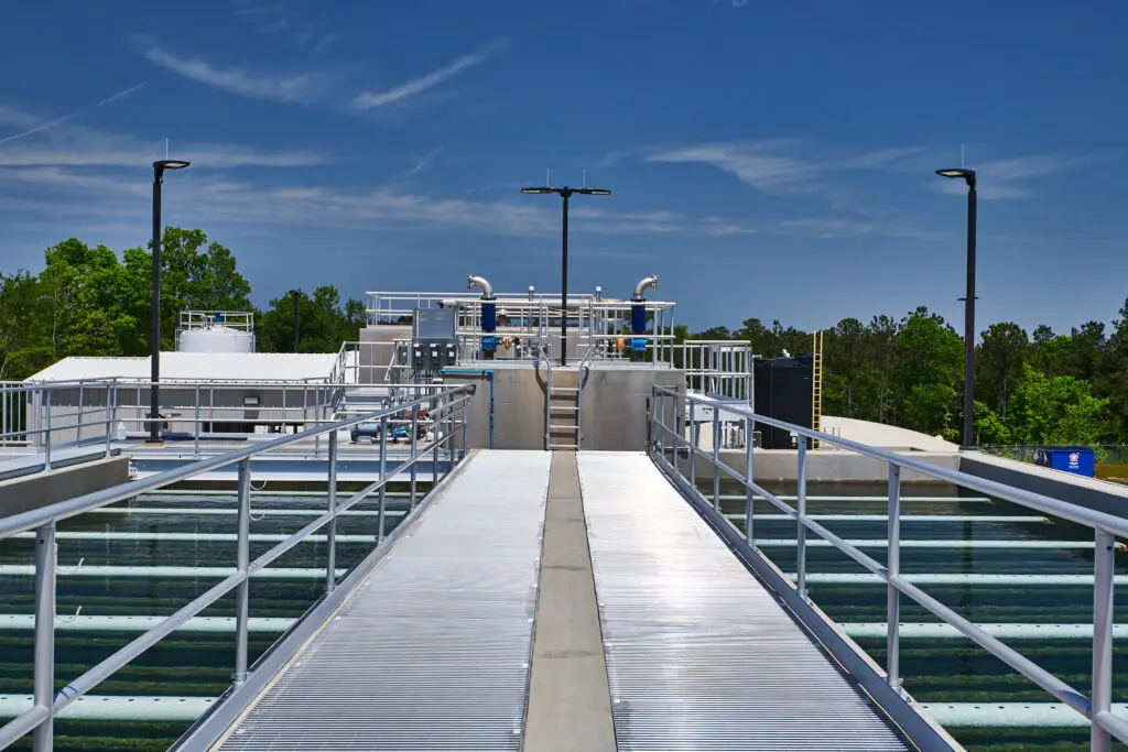 A water treatment plant outside