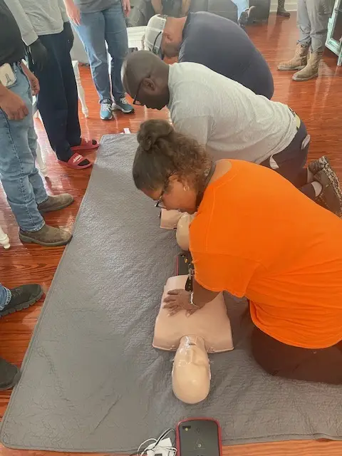 CPR training on dummies