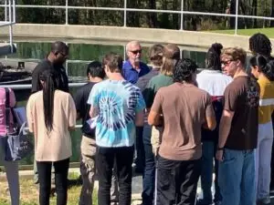 Mike McCary speaking to a group of students