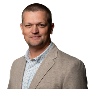 Houston Black, Chief Operating Officer of ClearWater Solutions with a tan jacket on a white background
